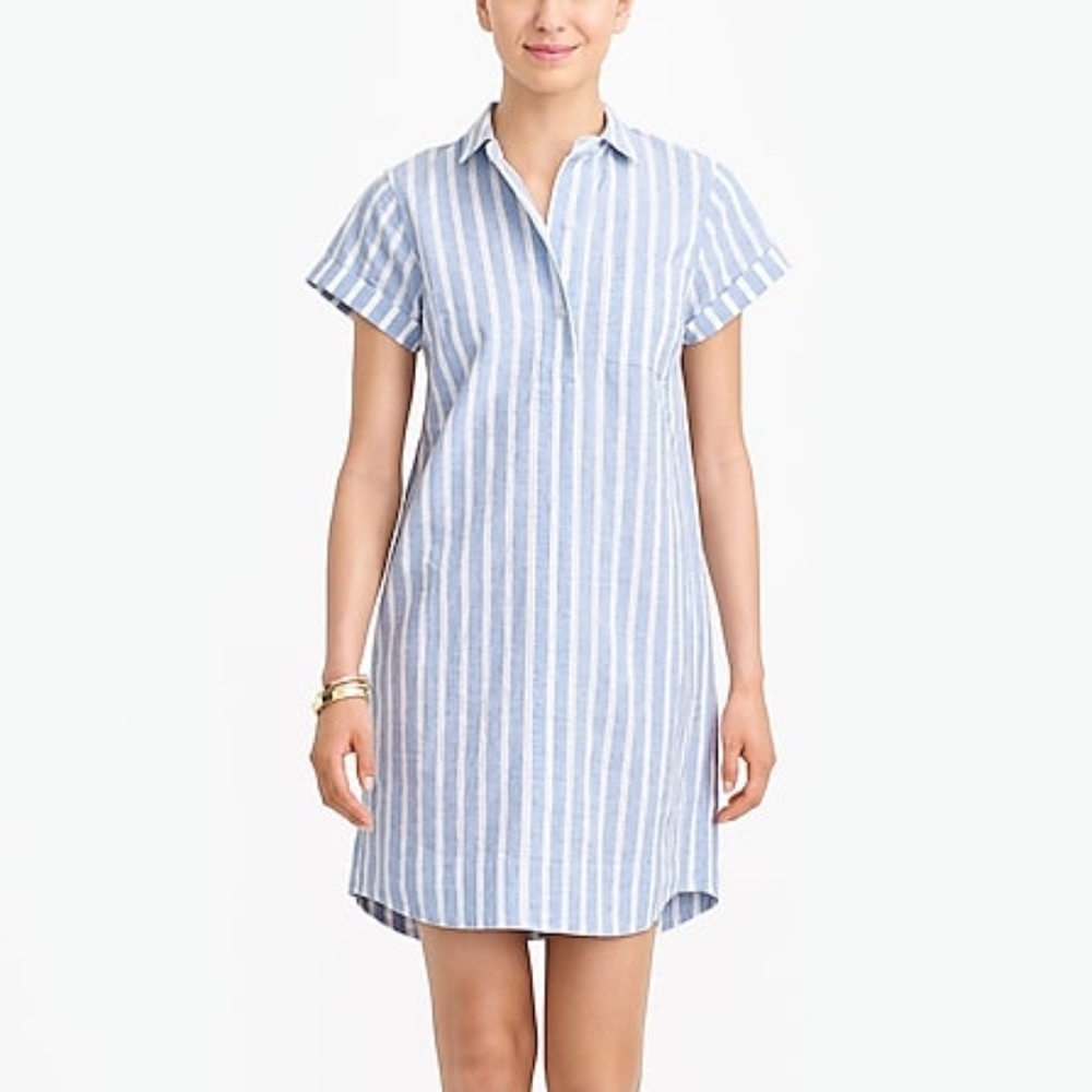 J Crew Factory Striped Linen Shirtdress